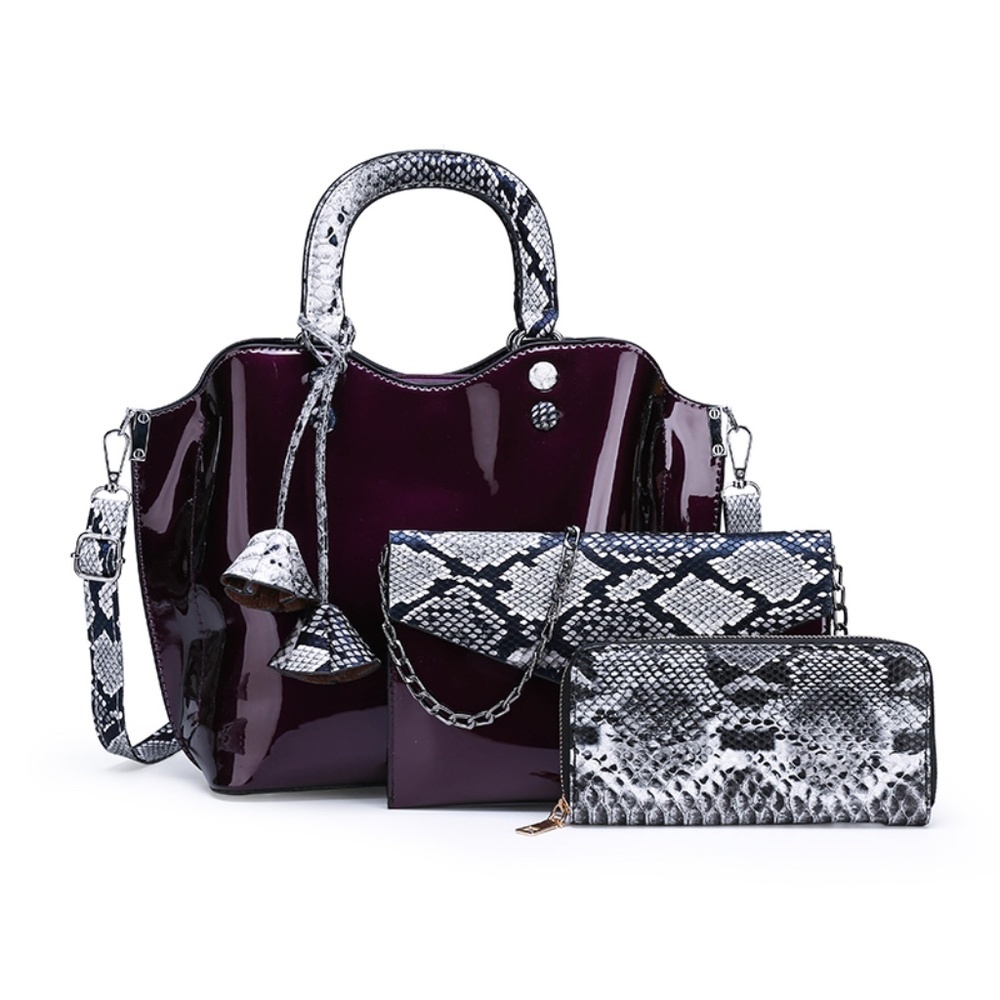 Eggplant PU Leather Shoulder Bag